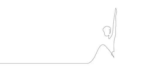 Animation of an image drawn with a continuous line. Girl doing yoga. Stock Footage 246544778