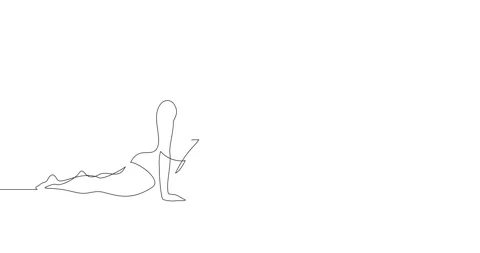 Animation of an image drawn with a continuous line. Girl doing yoga. Stock Footage 246544786