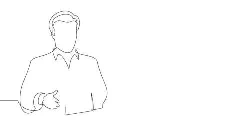 Animation of an image drawn with a continuous line. Man holding a gift box. Stock Footage 247016127