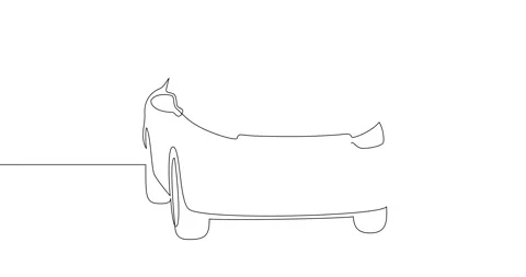 Animation of an image drawn with a continuous line. Car. Stock Footage 247016181
