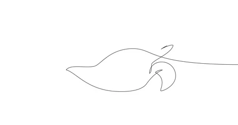 Animation of an image drawn with a continuous line. Sea turtle swims. Stock Footage 247334646