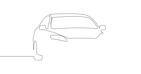 Animation of an image drawn with a continuous line. Car. Stock Footage 247334657