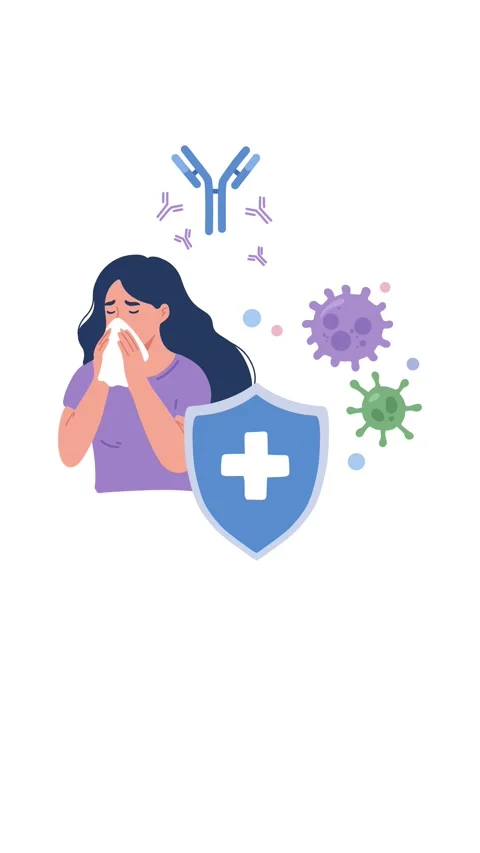 Animation of immune shield protecting the body from allergens Stock Footage 340956599