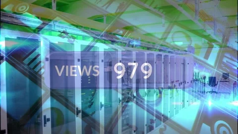 Animation of increasing numbers of views over servers Stock Footage 329971040