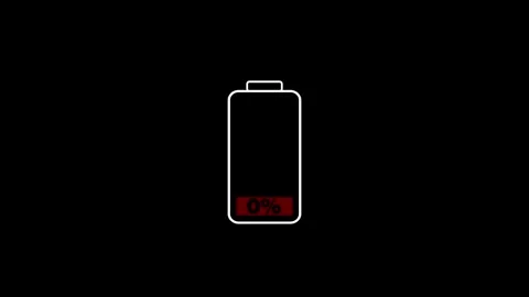 Animation indicator low battery isolated on black background Stock Footage 294698130