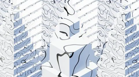 Animation of infinite dissolution of Cubes. 3d render illustration Stock Photos