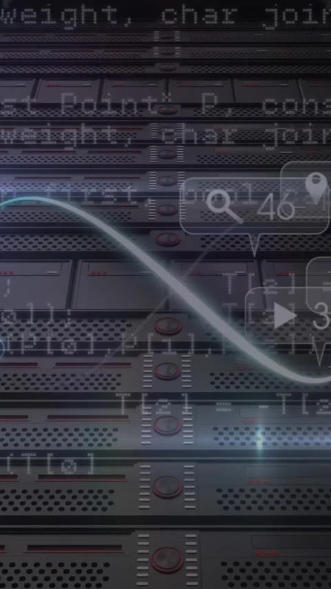 Animation of infinity loop over data processing and computer motherboard and Stock Footage 320160390