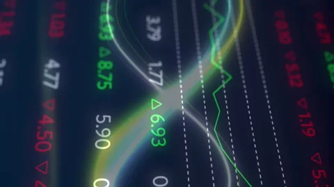 Animation of infinity over digital screen with financial data Stockbeeldmateriaal 312566665