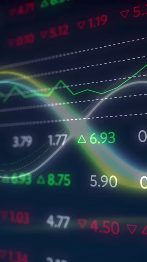 Animation of infinity over digital screen with financial data Stockbeeldmateriaal 323922362