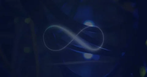 Animation of infinity sign and data processing Stockbeeldmateriaal 257202326