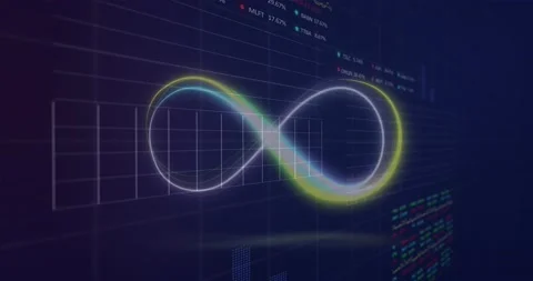 Animation of infinity sign, statistics and data processing Stockbeeldmateriaal 222832888