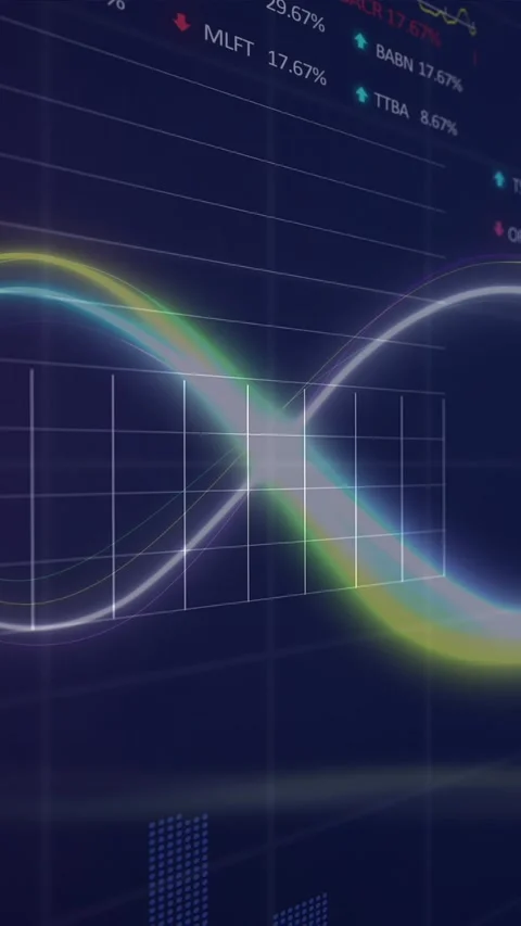 Animation of infinity sign, statistics and data processing Stock Footage 343867216