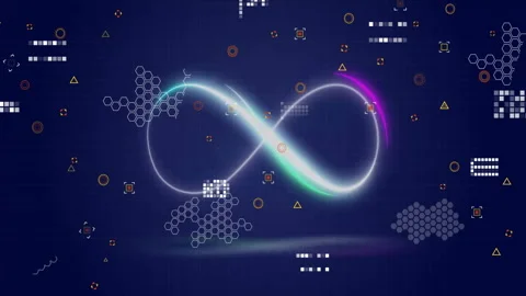 Animation of infinity symbol over network of connections Stock Footage 309435829
