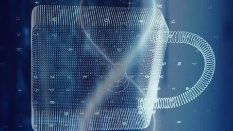 Animation of infinity symbol, padlock and data processing over cityscape Stockbeeldmateriaal 314617446