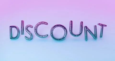 Animation of inflating the 'Discount' text on a blue-violet gradient Stock Footage 245423683