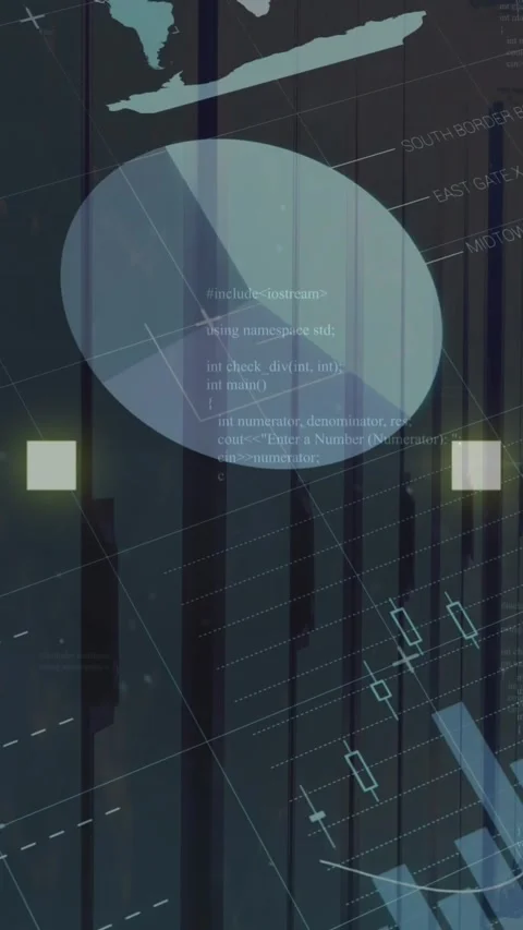Animation of infographic interface and computer language over data server room Stock Footage 320921588