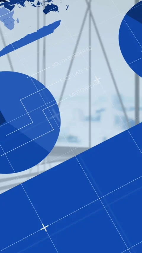 Animation of infographic interface over modern buildings through glass window of Stock Footage 320921626