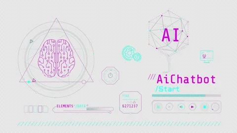 Animation of infographics about cognitive computing and AI chatbot. Stock Footage 259129697