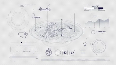 Animation of infographics about geolocation and drones on alpha channel. 库存影片 247155400