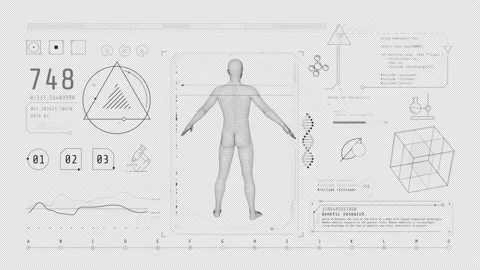 Animation of infographics about studying the human genome on alpha channel. Video stock 237004412