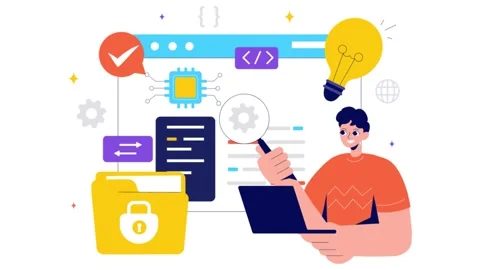 Animation of Informatics Illustration featuring Digital Technology Background Stock Footage 301510261