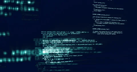 Animation of information scrolling on computer screen background Stock Footage 134850605