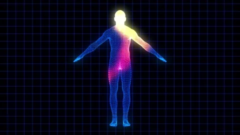Animation of infrared scanning of a person on a computer Stock Footage 255396686