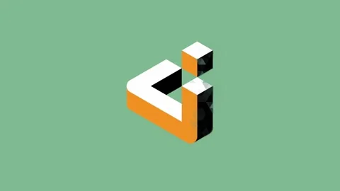 Animation of initial letter of DJ I L as 3d geometric shape in flat color render Stock Footage 303687567