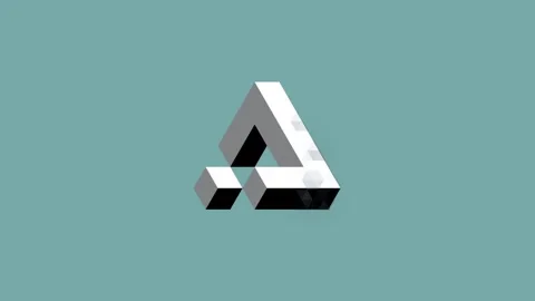 Animation of initial letter of A I D L as 3d geometric shape in flat color rende Stock Footage 303687563