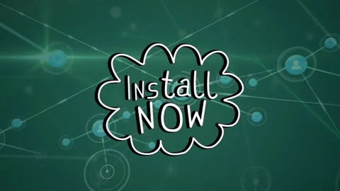 Animation of install now text in cloud and dots connected with lines, data and Stock Footage 330735450