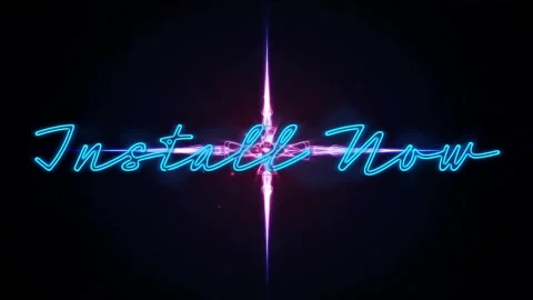 Animation of install now text over glowing crossed lines on black background Stock Footage 257104893