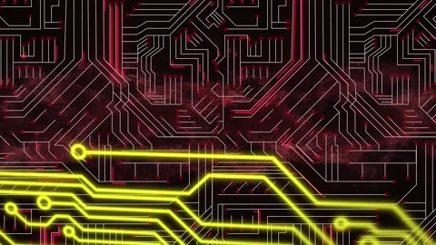 Animation of integrated circuit on black background Stock Footage 329128082