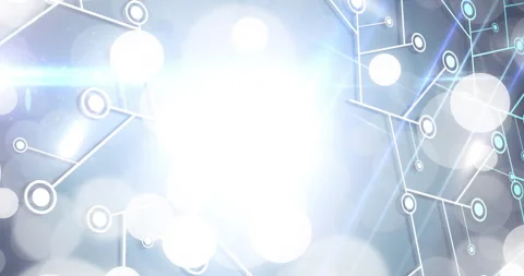 Animation of interconnected circles with bright light in center, abstract design Stock Footage 305817096