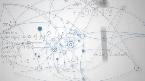 Animation of interconnected nodes and equations on white background Stock Footage 303419567