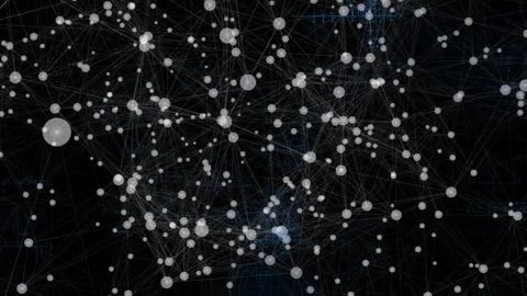 Animation of interconnected nodes and lines forming complex pattern on dark Stock Footage 303563399