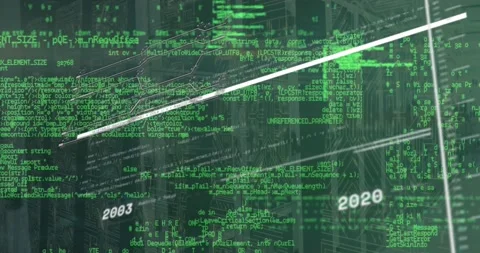 Animation of interface with data processing against microprocessor connections Vídeo Stock 233649942