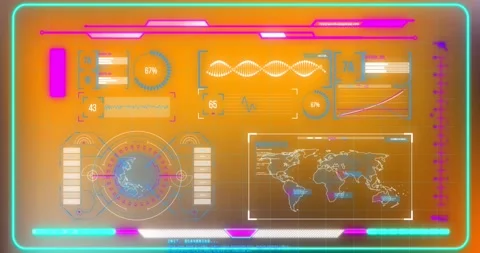 Animation of interface with data processing against orange gradient background Stock Footage 243843448