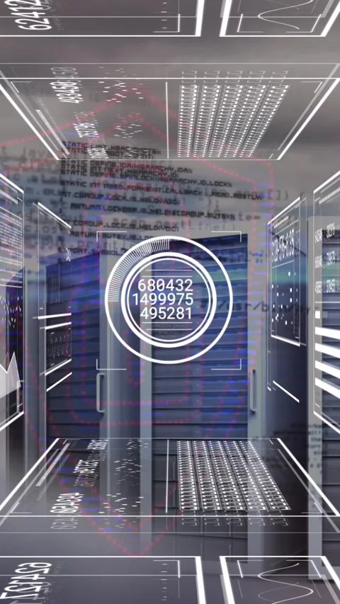 Animation of interface with data processing against computer servers in the Stock Footage 321265184