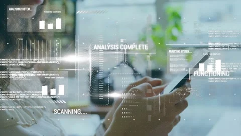 Animation of interface with data processing against mid section of a woman using Stock Footage 328299851