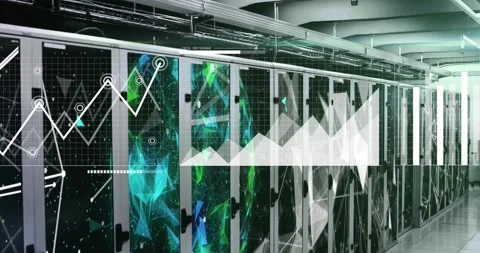 Animation of interface with data processing against plexus networks over Stock Footage 330776417