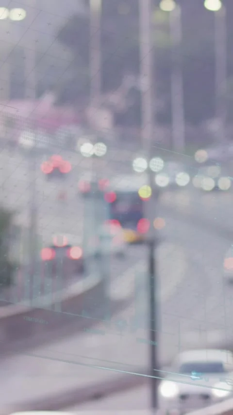 Animation of interface with data processing against aerial view of city traffic Stock Footage 343902100
