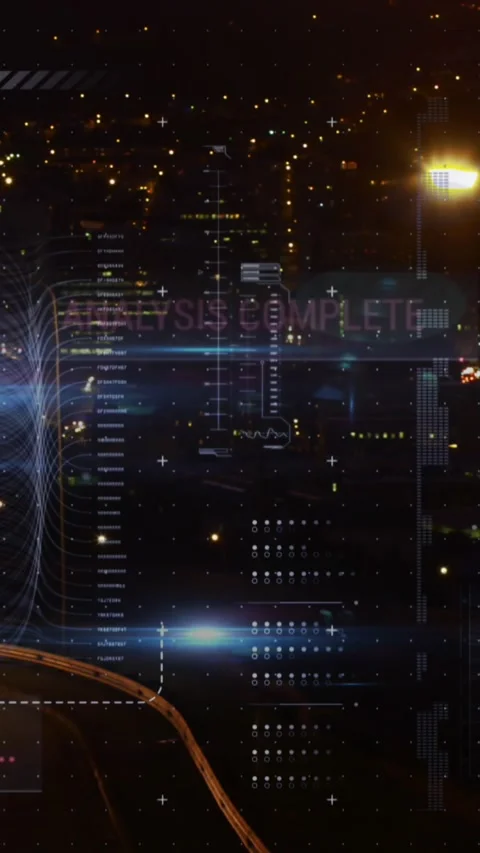Animation of interface with data processing against aerial view of city traffic Stock Footage 343995792
