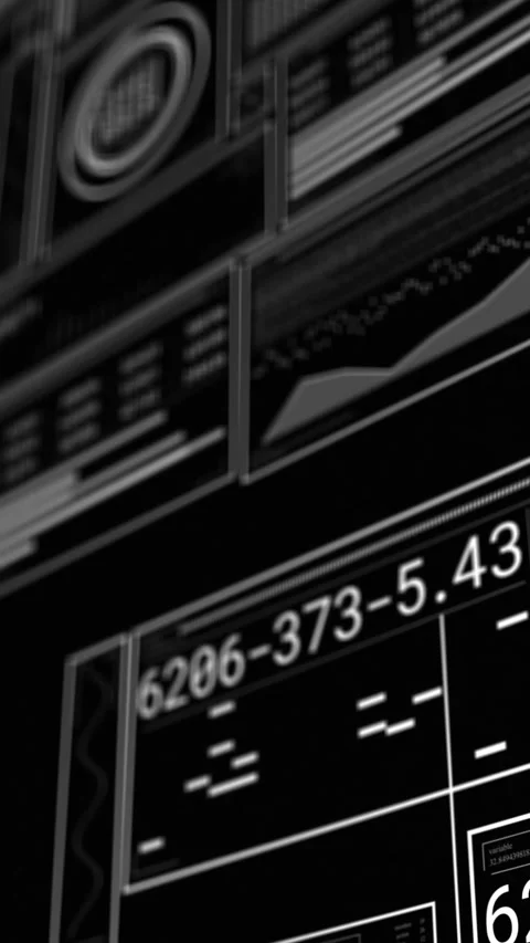 Animation of interface with data processing against computer server room Stock Footage 344595394