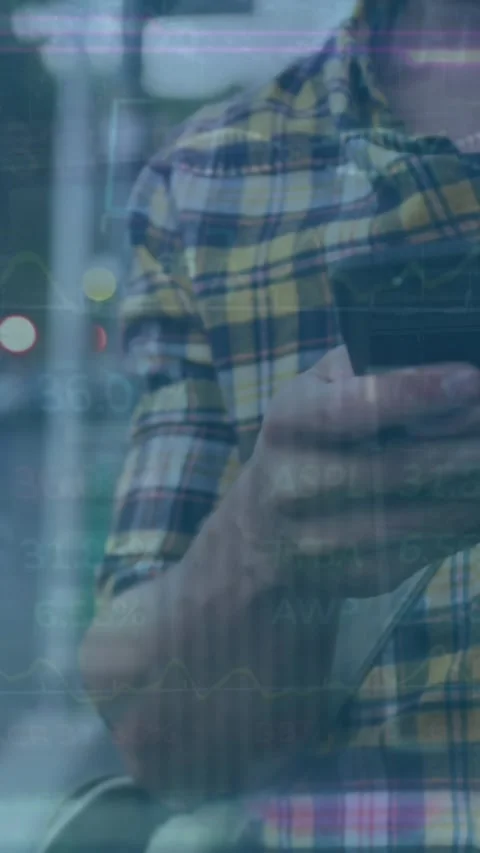 Animation of interface with data processing against caucasian man using Stock Footage 344613959