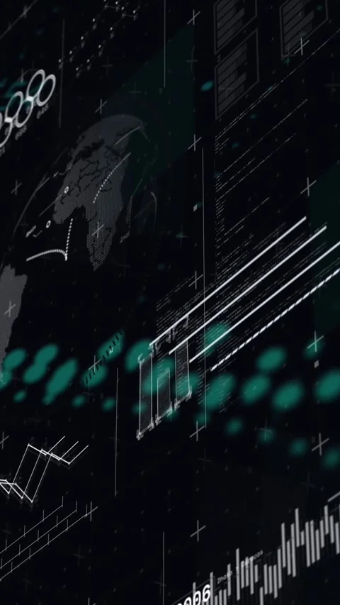 Animation of interface with data processing against black background Stock Footage 344783249