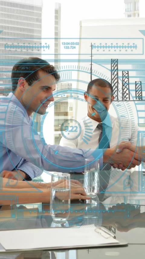 Animation of interface with data processing against diverse businesspeople Stock Footage 344783278