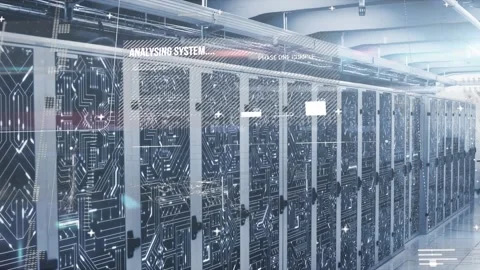 Animation of interface with data processing and microprocessor connections over Video stock 205115244