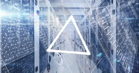 Animation of interface with data processing and triangular shape spinning Stock Footage 242484684