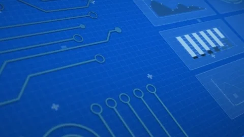 Animation of interface with data processing and microprocessor connections Vídeo Stock 244795992