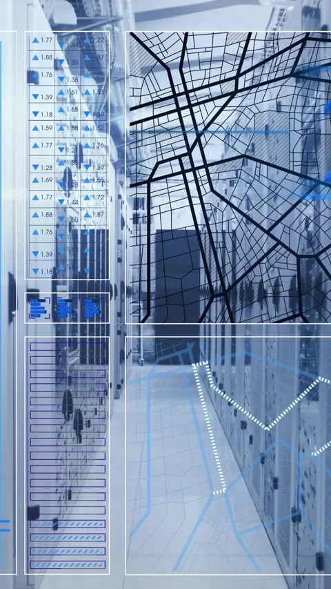 Animation of interface with data processing and mosaic squares against computer Stock Footage 320229188